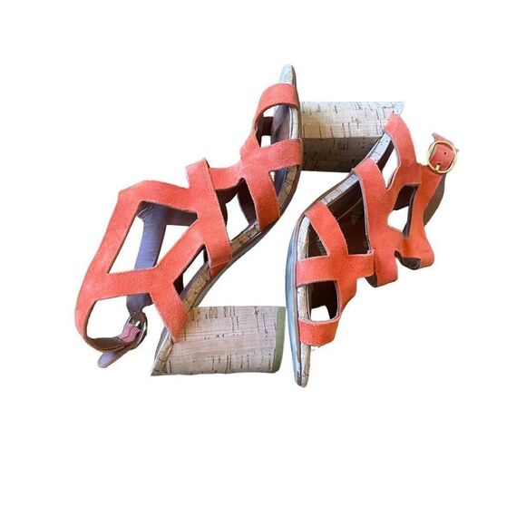 Halogen Orange Suede Leather Cutout Sandal Heels - Picture 2 of 15